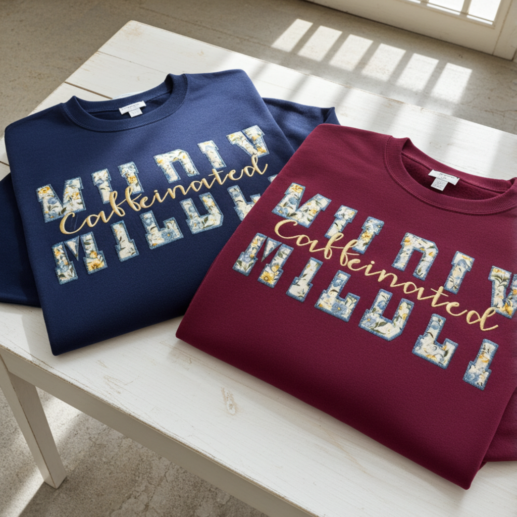 Mildly Caffeinated Embroidered Sweatshirt