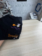 Halloween Pocket Tee Embroidery Design Bundle – Flying Witch & "Spooky" Spider Web Duo Files