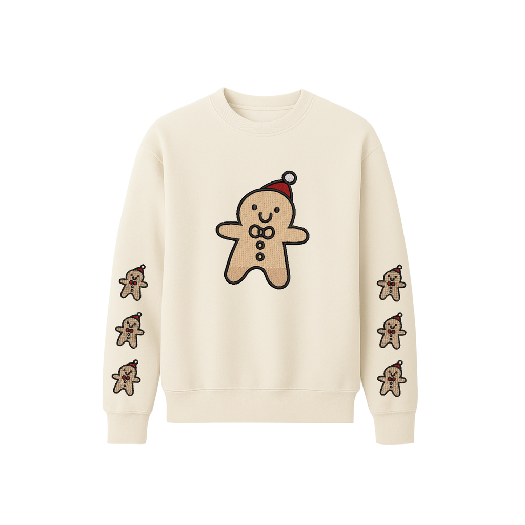 Gingerbread Crewneck Sweatshirt – Festive Holiday Embroidery