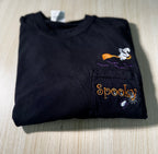 Halloween Pocket Tee Embroidery Design Bundle – Flying Witch & "Spooky" Spider Web Duo Files