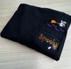 Halloween Pocket Tee Embroidery Design Bundle – Flying Witch & "Spooky" Spider Web Duo Files