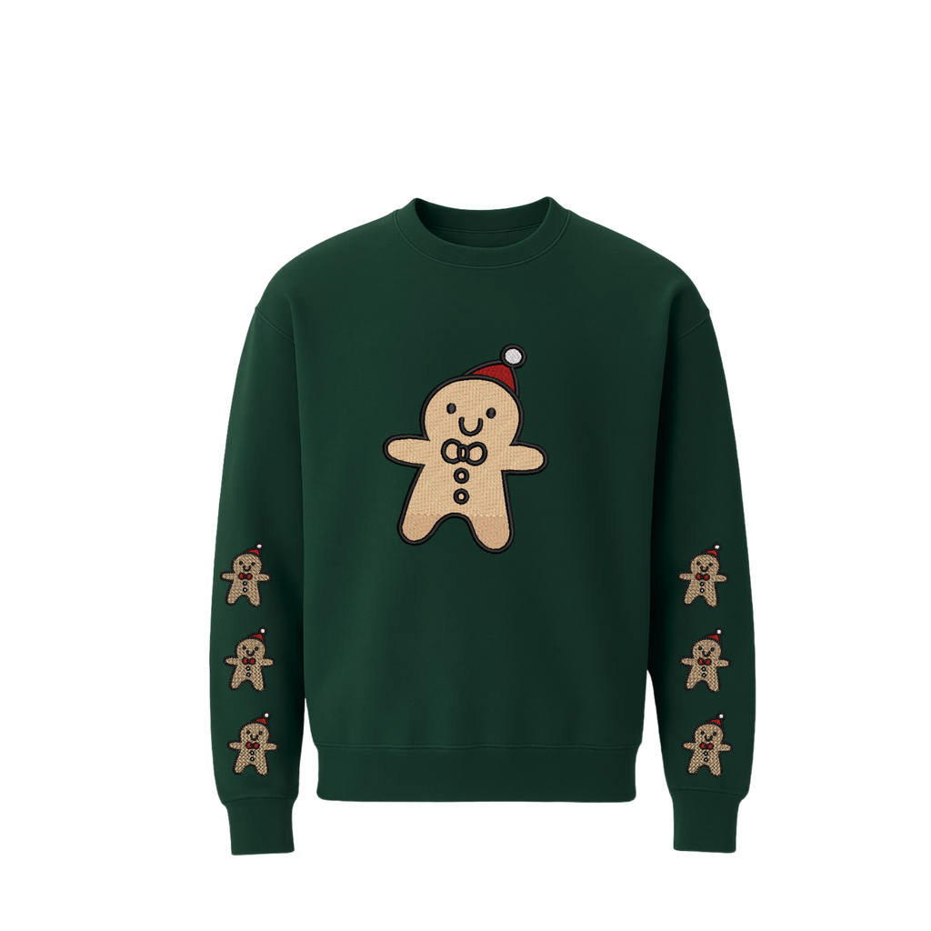 Gingerbread Crewneck Sweatshirt – Festive Holiday Embroidery