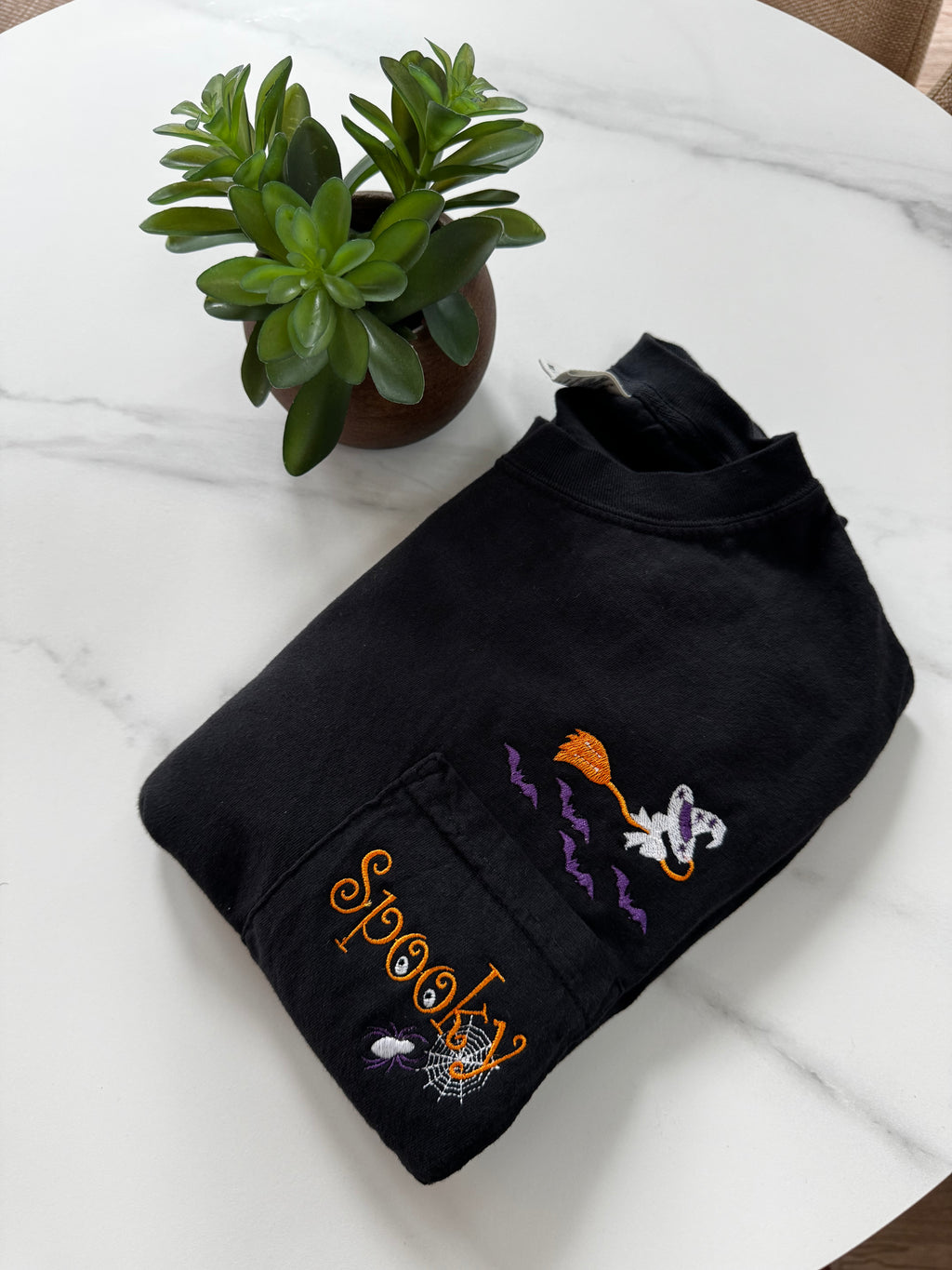 Spooky Embroidered Pocket T-Shirt