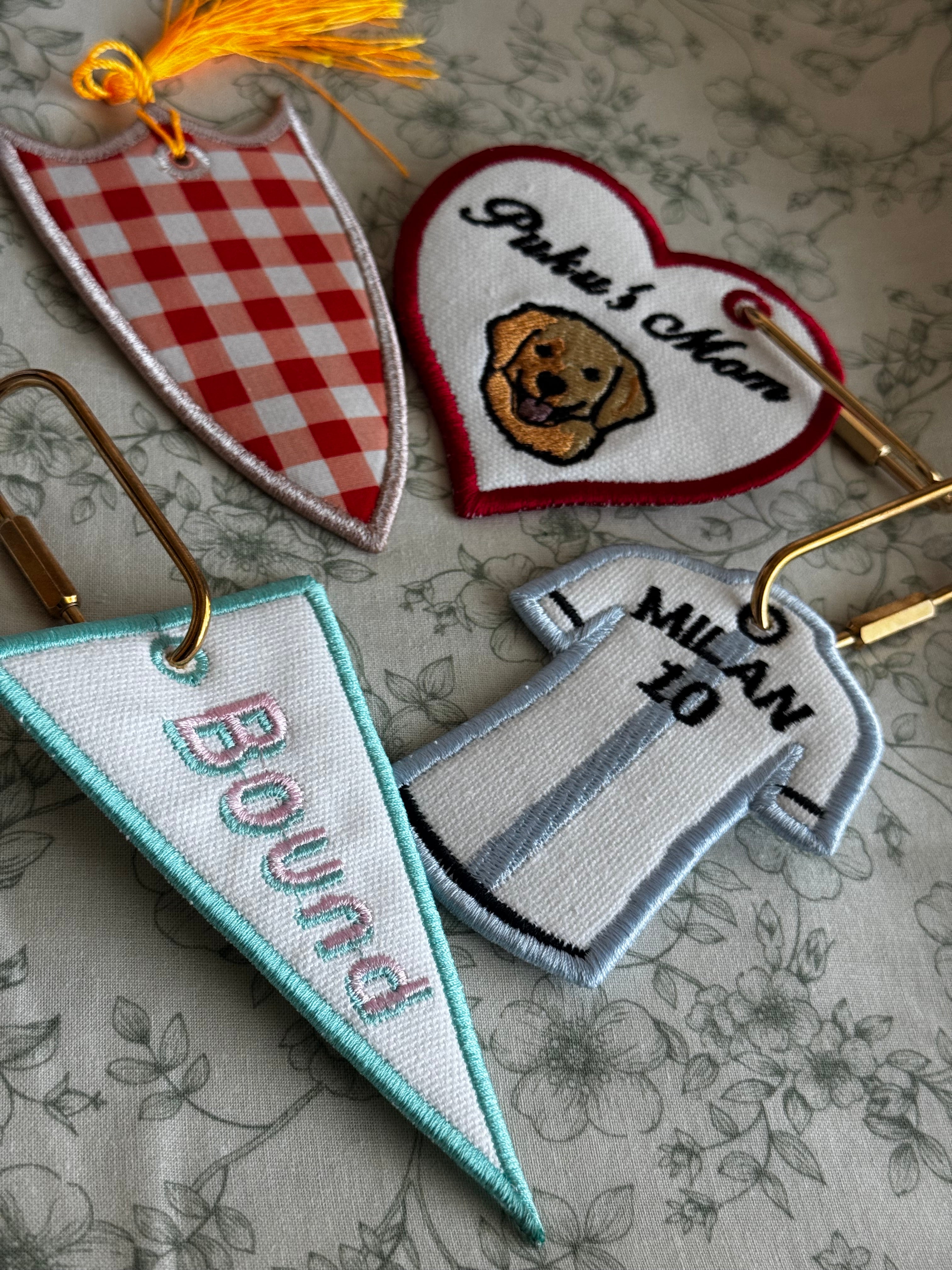 In The Hoop Bag Tag Embroidery Design Bundle, Puffy Foam Key Fob Applique (Digital Download)