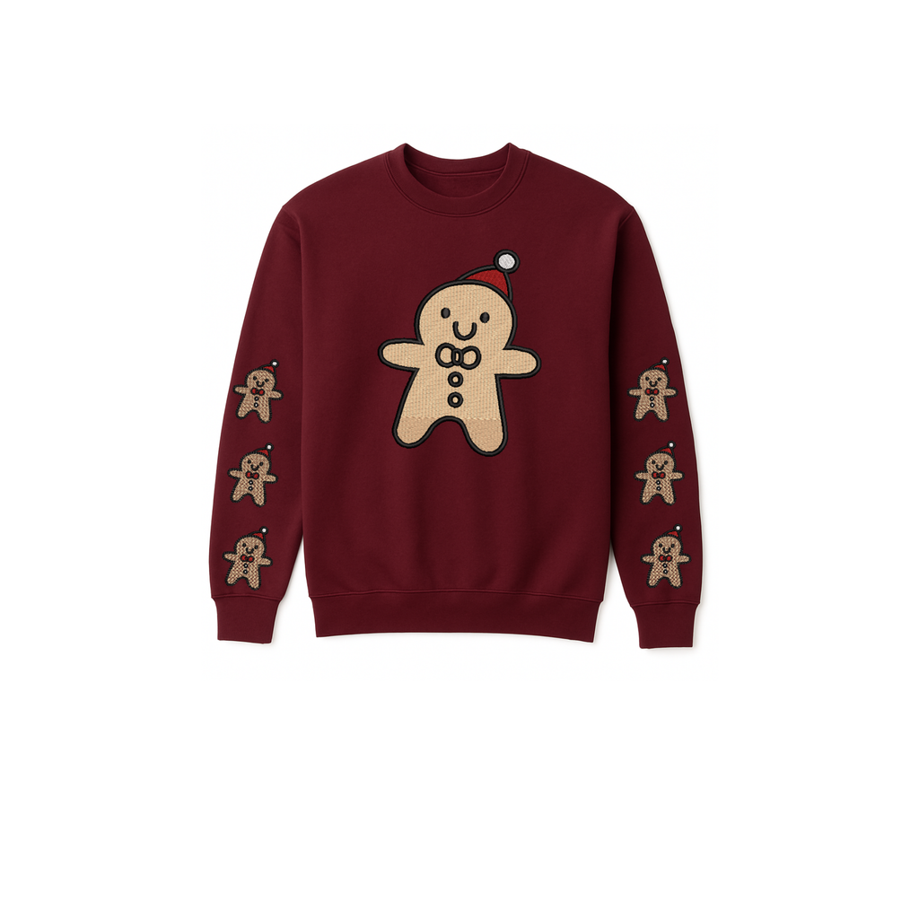 Gingerbread Crewneck Sweatshirt – Festive Holiday Embroidery