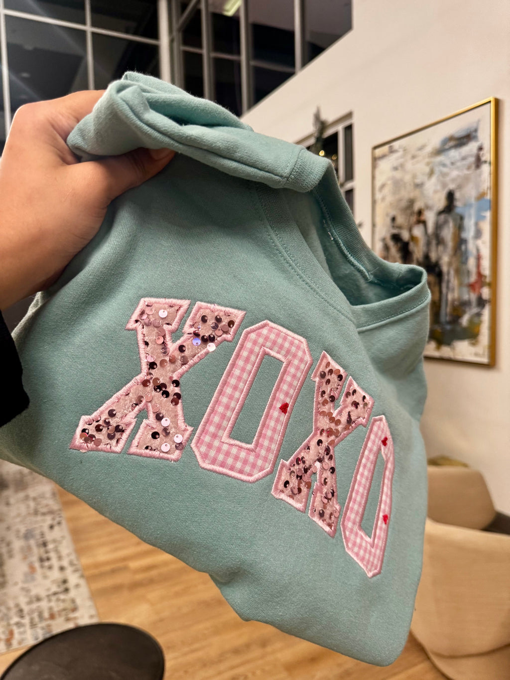 XOXO Appliqué Embroidered Sweatshirt