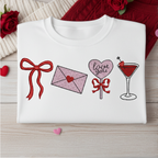 Love Letter Heart Bow Cocktail Embroidered Sweatshirt