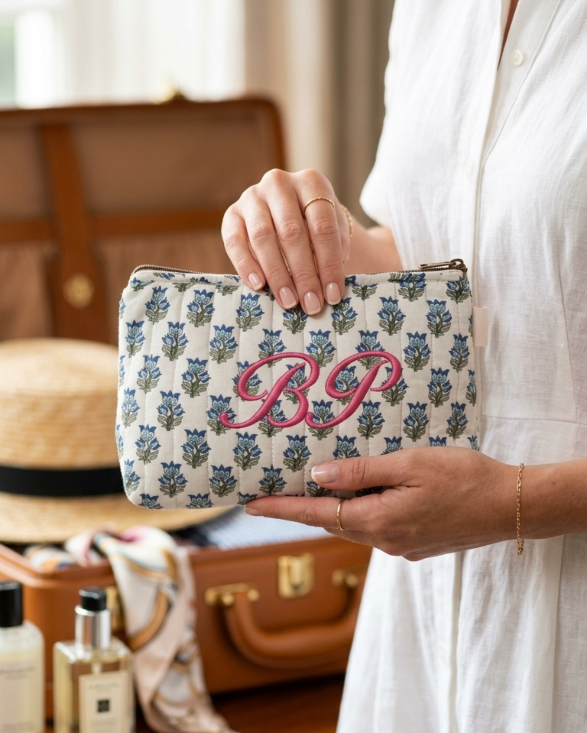 Classic Monogram Floral Quilted Pouch