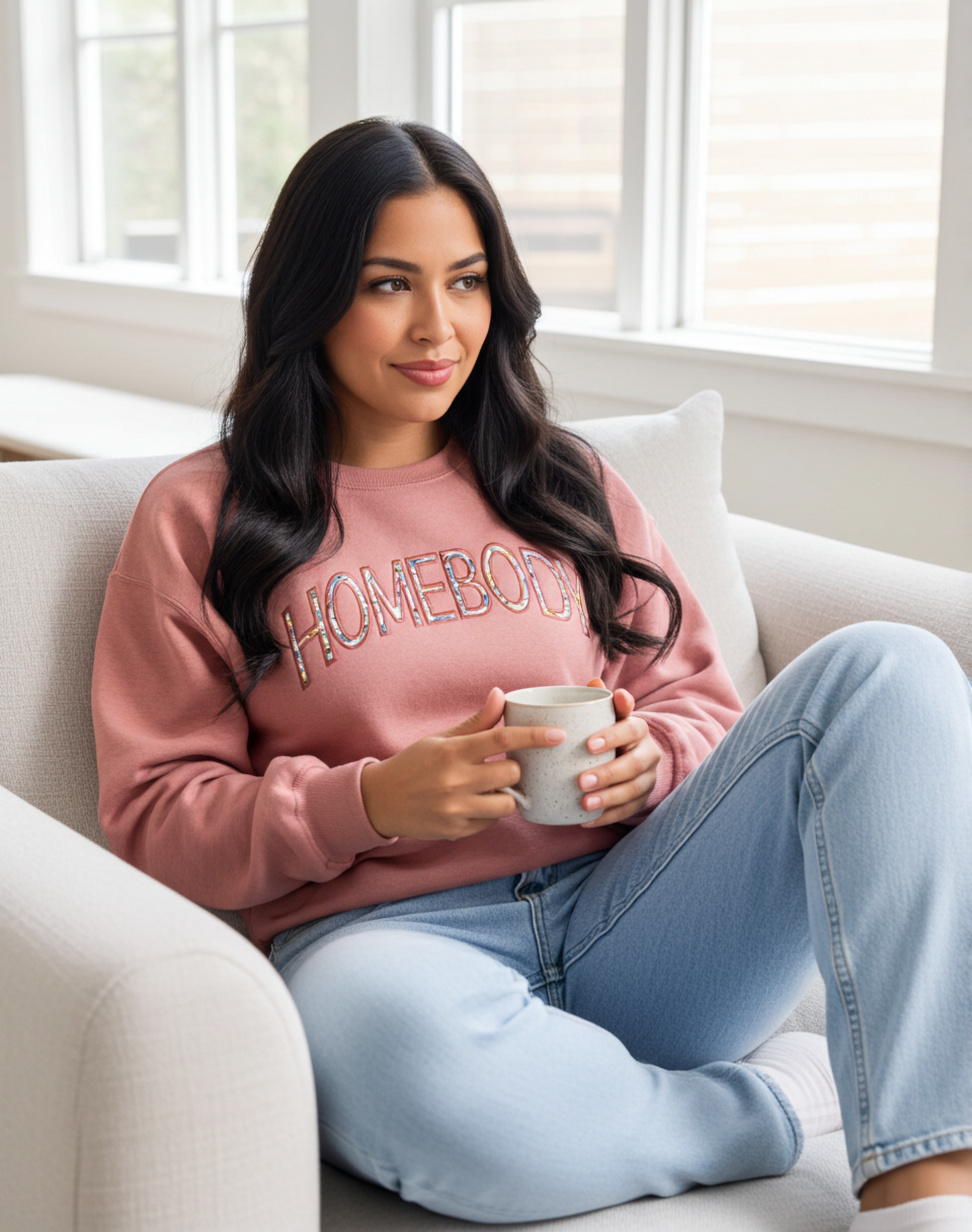 Personalized “HOMEBODY” Embroidered Sweatshirt