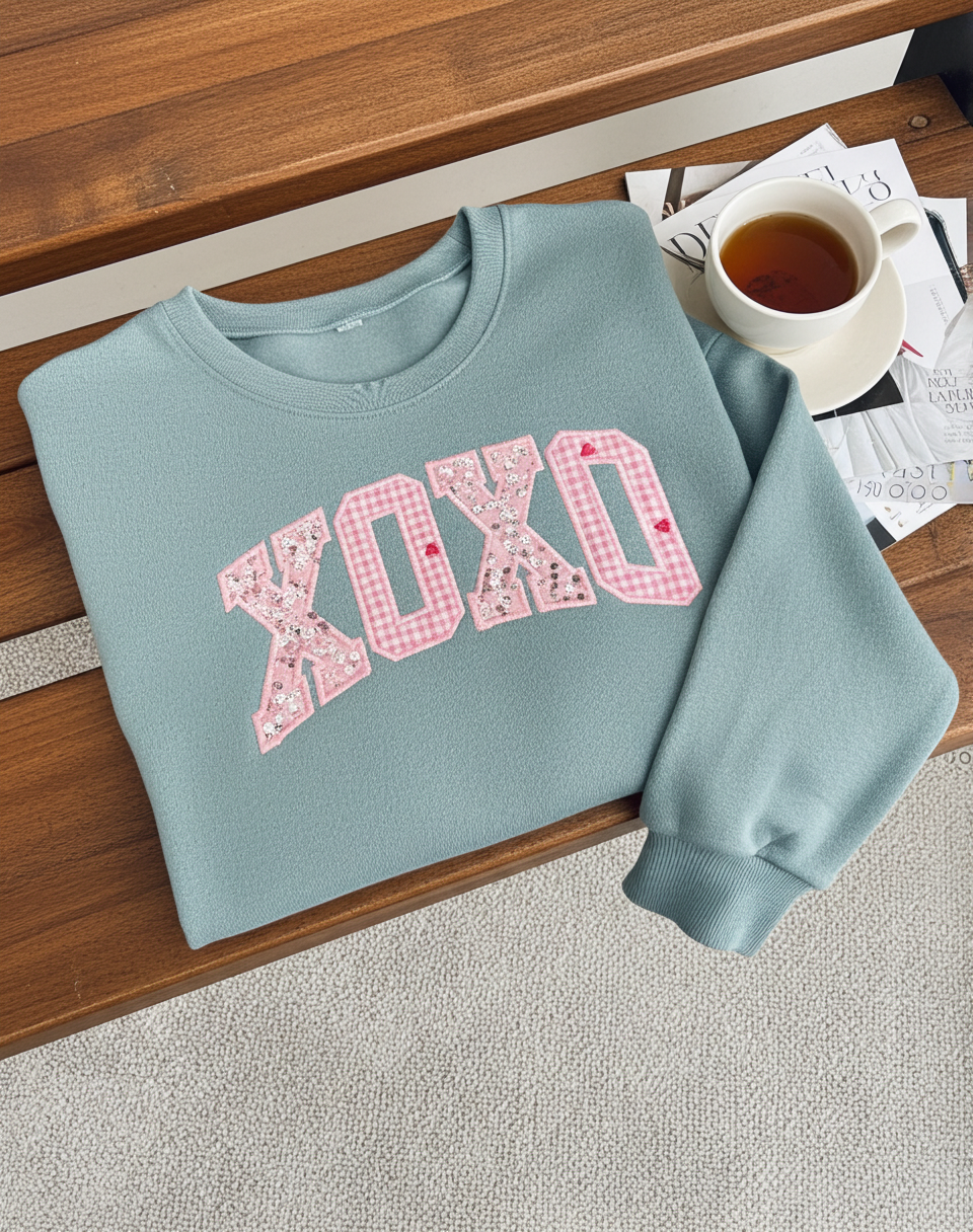 XOXO Appliqué Embroidered Sweatshirt