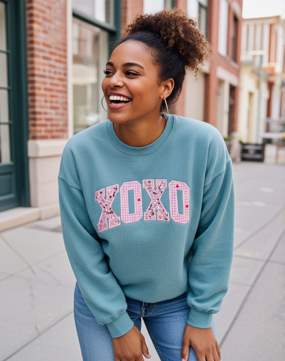 XOXO Appliqué Embroidered Sweatshirt