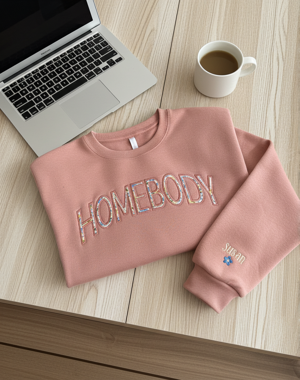 Personalized “HOMEBODY” Embroidered Sweatshirt