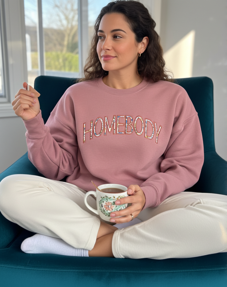 Personalized “HOMEBODY” Embroidered Sweatshirt